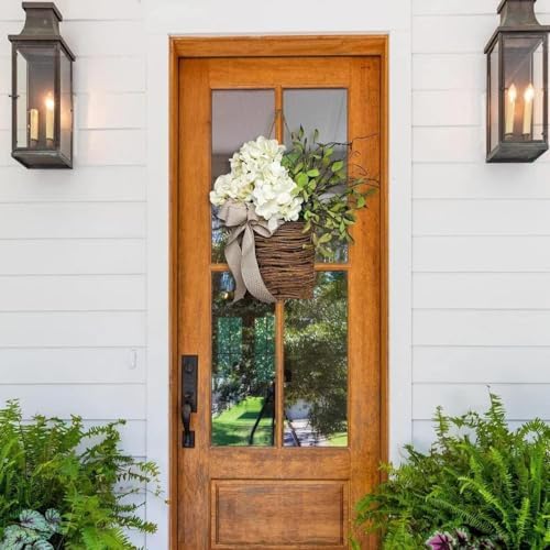 Sueiqmoi Wildflower Door Wreath Hanging Basket 15 Inch Welcome Sign