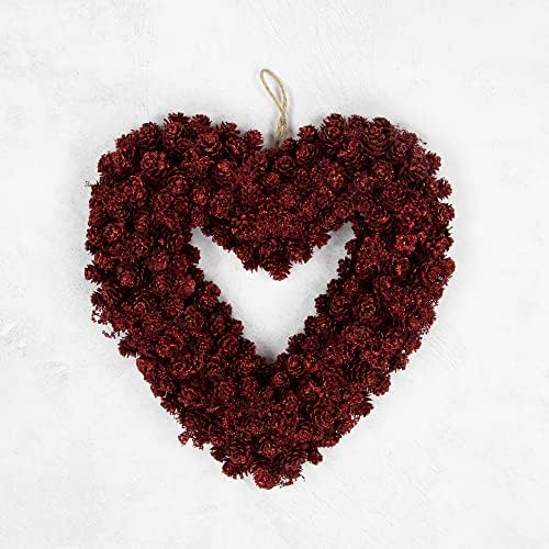 Northlight Red Wooden Heart Shaped Wreath - 14 Inch