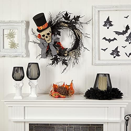 Nearly Natural 26in Halloween Skeleton Wreath