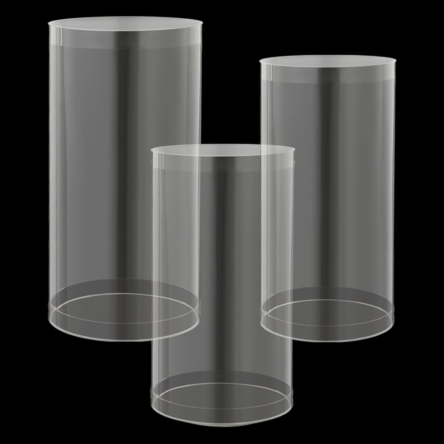 3Pcs Clear Cylinder Pedestal Stands for Party Wedding Decor