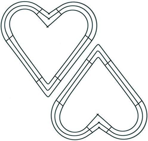 Pack of 2 Heart Shaped Wire Wreath Frames 12 Inches Dark Green Metal