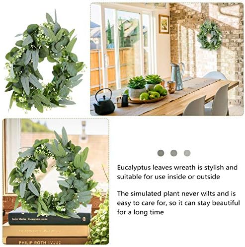 PRETYZOOM Eucalyptus Wreath Real Look Fake Flower Door Garland