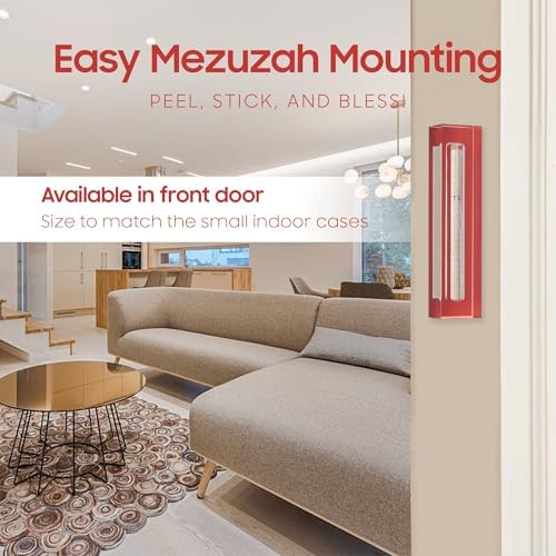 Modern Acrylic Mezuzah Case for Door - Red 6 Inch