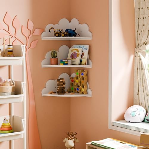 Beskadi Cloud Floating Corner Shelves Set of 3