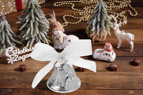 Silver Christmas Bell Ornament with Angel Wings