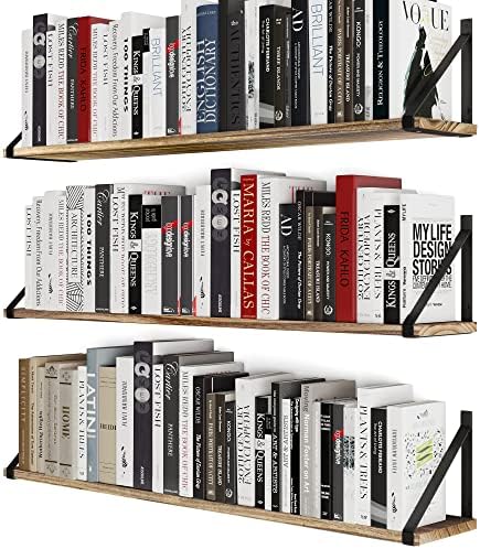 Wallniture Bora 36 Inch Floating Bookshelf Set of 3