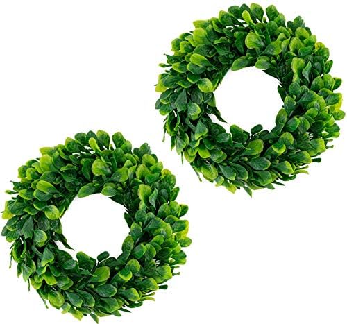 2Pack Small Boxwood Wreath 10 Inch Faux Greenery Decor