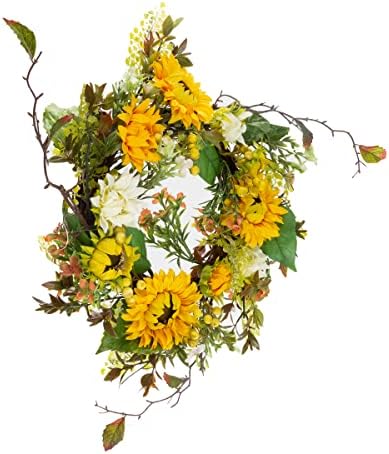 22-Inch Artificial Sunflower Wreath for Home Decor