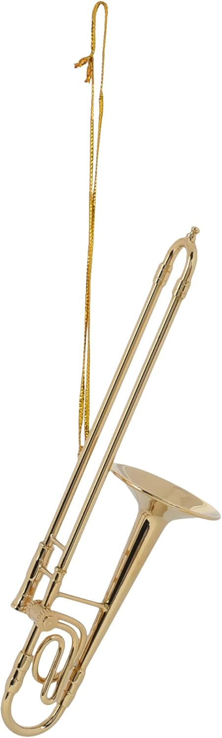 Gold Tone Trombone Hanging Ornament 5 Inch