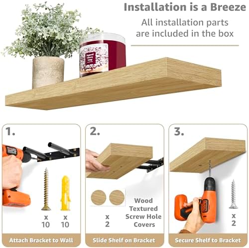 Sorbus 24 Inch Floating Wall Shelves 3 Pack