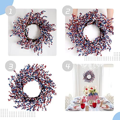 18 Inch Patriotic Red White Blue Berries Wreath
