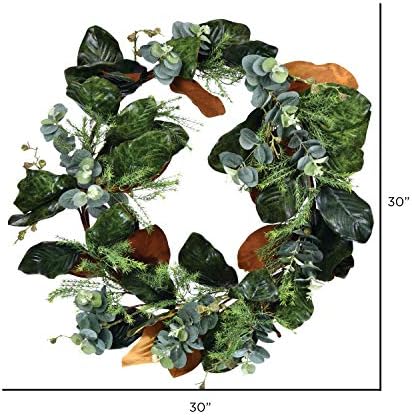 Vickerman 30 Inch Artificial Green Magnolia Leaf Wreath