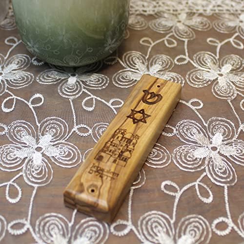 Olive Wood Mezuzah Case From Jerusalem