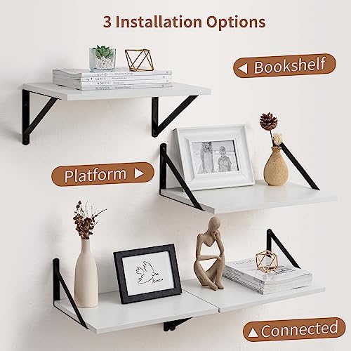 Axeman Deep Floating Shelves Set of 2 16W x 12D White Wall Shelves