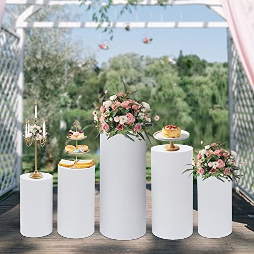 Elegant 5Pcs Metal Cylinder Pedestal Stands for Party Decor
