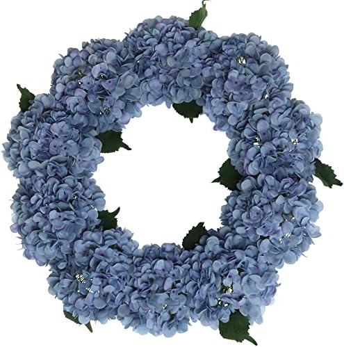 24 Inch Blue Hydrangea Wreath Artificial Floral Decor
