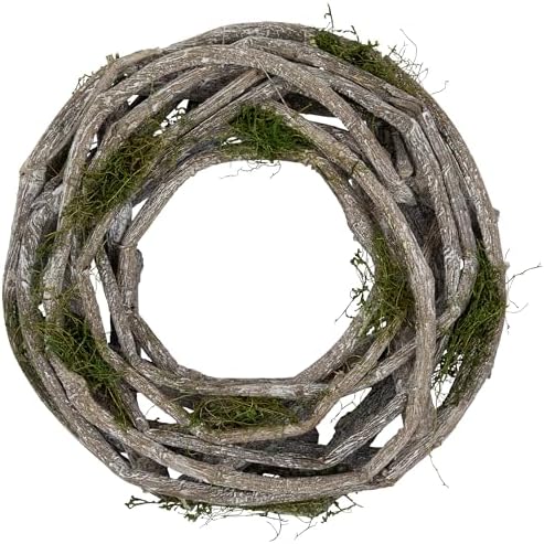 Northlight Twig and Moss Artificial Spring Wreath 8 Inch