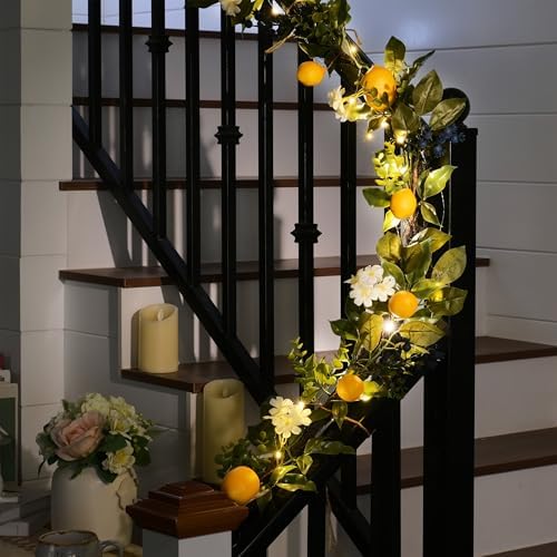 Valery Madelyn 24 Inch Spring Lemon Wreath and 6ft Garland Bundle