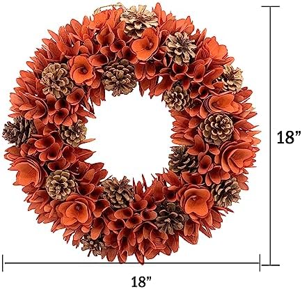Galt International 18 Woodchip Pinecone Fall Wreath for Front Door
