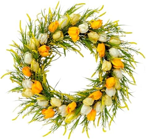 Puleo International 30 Inch Artificial Tulip Spring Door Wreath 1