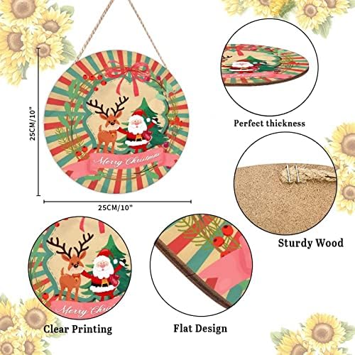 Holly Christmas Wreath Funny Santa Reindeer Door Hanger