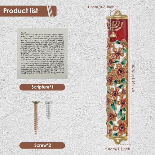 Hand Painted Zinc Alloy Enamel Mezuzah Gold