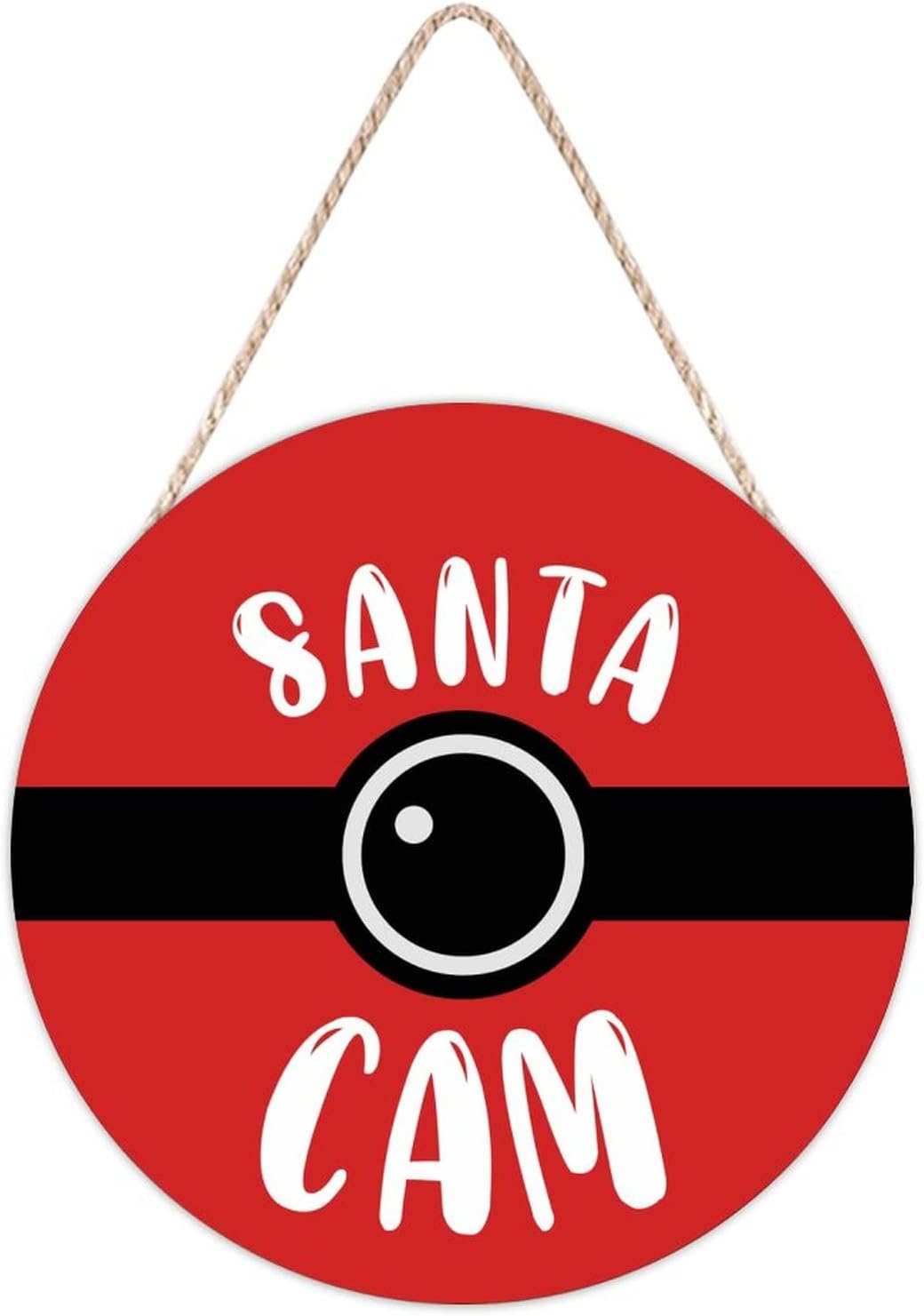 Farmhouse Door Hanger Red Funny Elf Surveillance Wood Sign