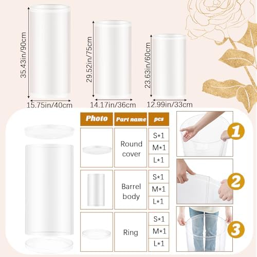 3 Pcs Cylinder Stands for Party Clear PVC Dessert Display Pedestals
