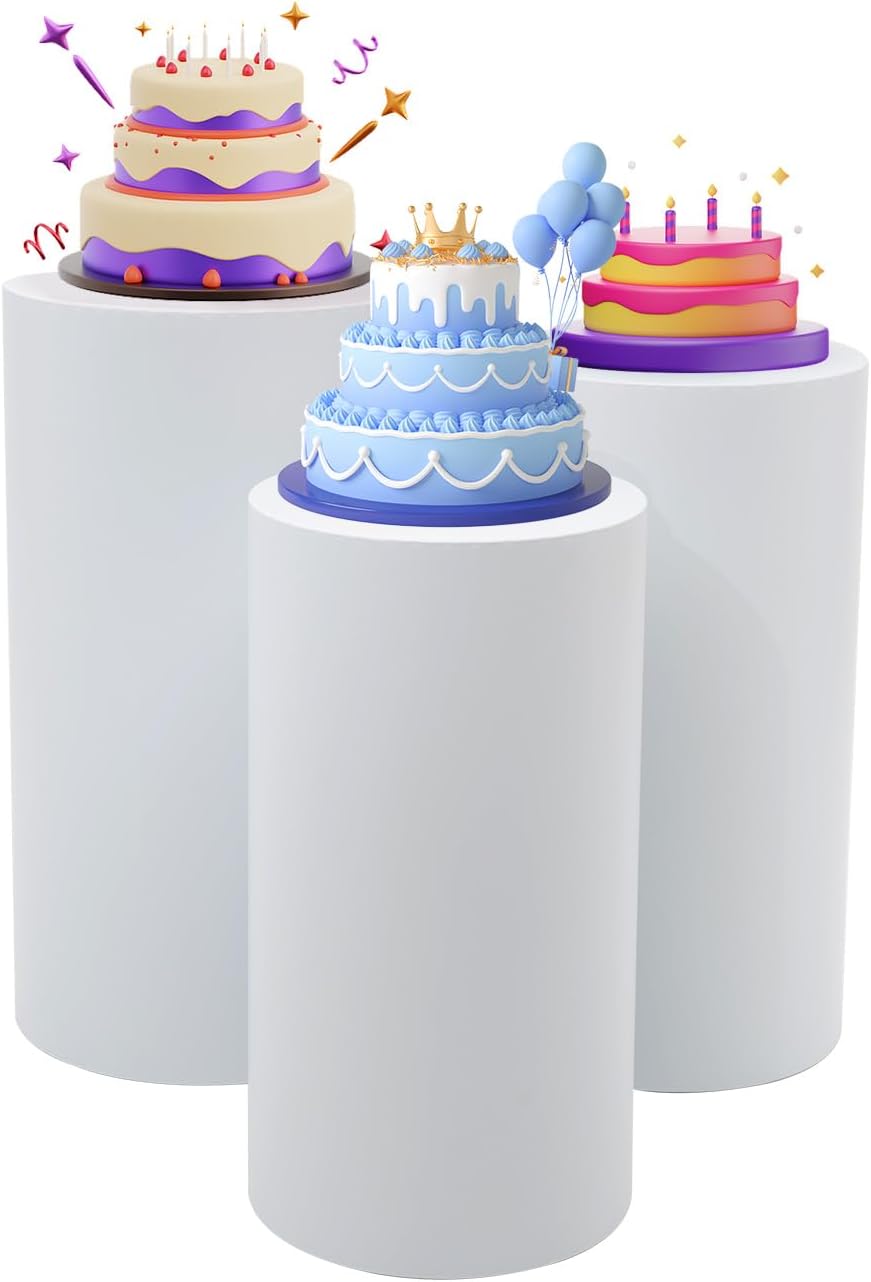 3 Piece Cylindrical Display Stand Pedestal Set