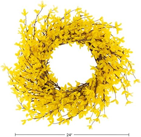 Yellow Forsythia Wreath - 24 Inch Artificial Spring Decor
