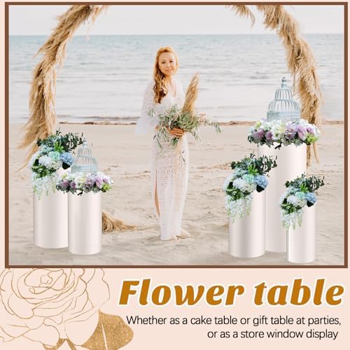 5 Pcs Cylinder Stands for Party - White Cake Pedestal Displays