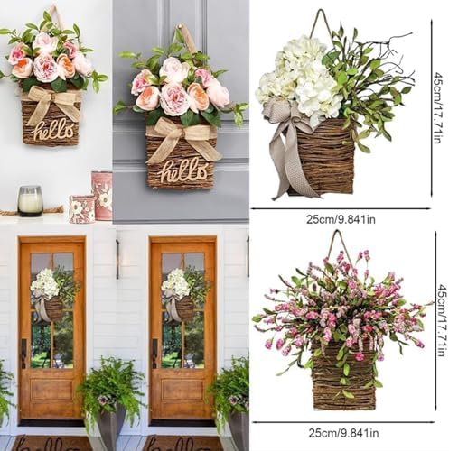 Hydrangea Door Hanging Basket Wreath Yellow
