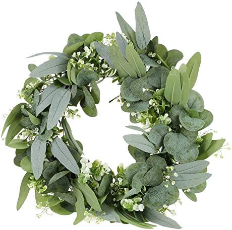PRETYZOOM Eucalyptus Wreath Real Look Fake Flower Door Garland