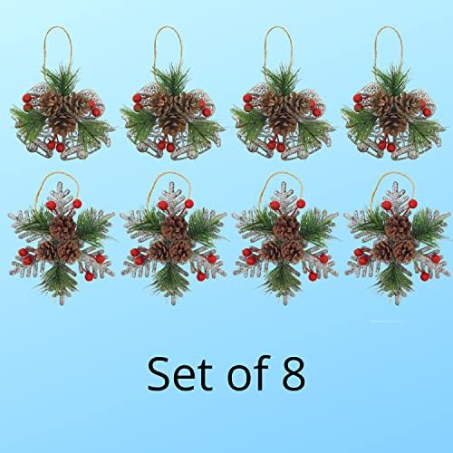 Pinecone Berry Christmas Ornaments Set of 8