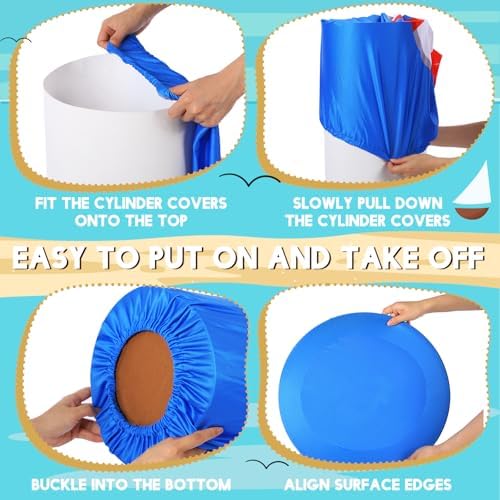 5 Pcs Summer Cylinder Stand Covers for Decor