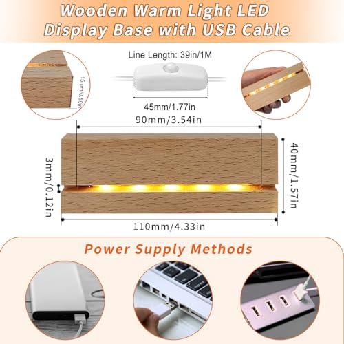 4Pcs Rectangle LED Light Display Pedestals with ONOFF Switch