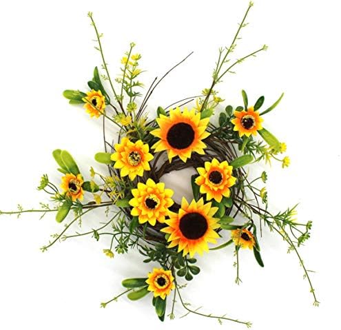 Rustic Country Artificial Sunflower and Twig Wreath 9 Inch