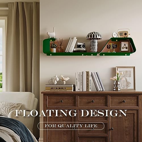 Set of 3 Floating Metal Wall Shelves for Home Storage