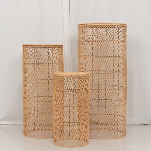 Efavormart Set of 3 Wicker Floor Lamp Shades with Wave Patterns