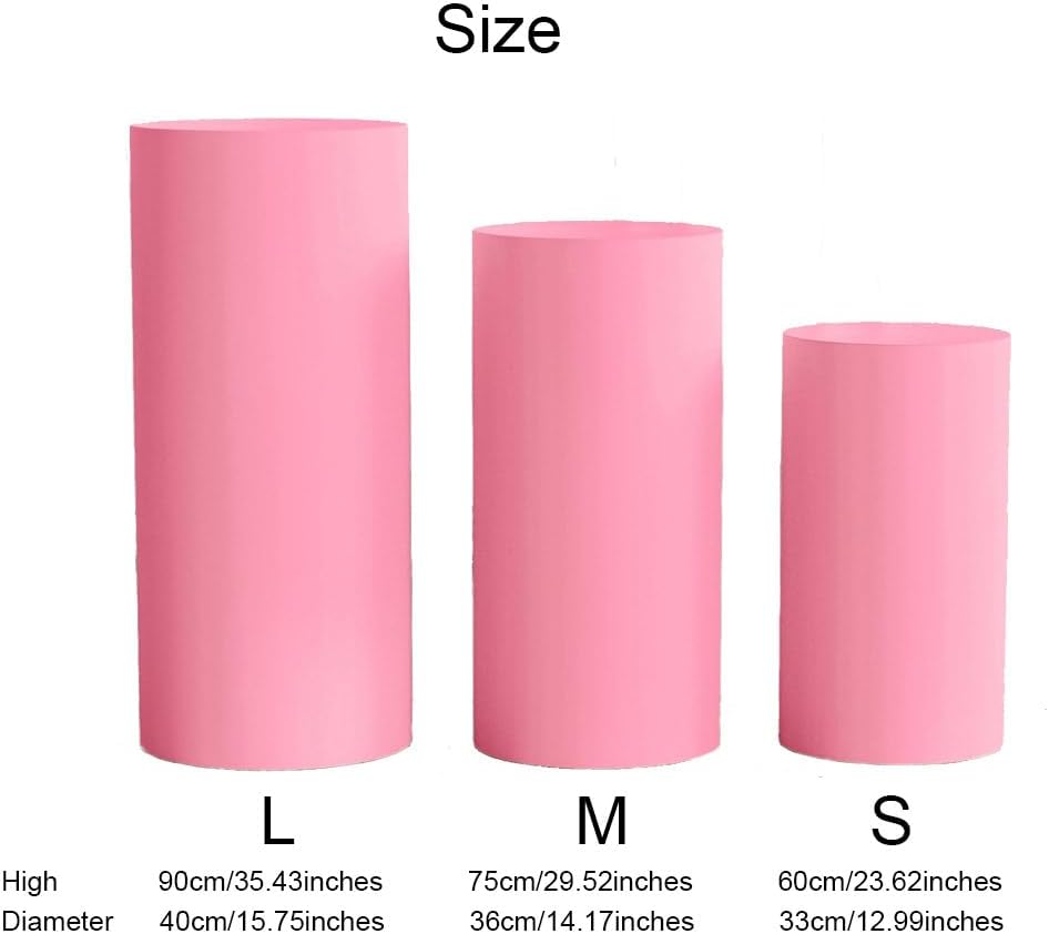 NAWTOR Cylinder Pedestal Stand Covers 3PCS Pink