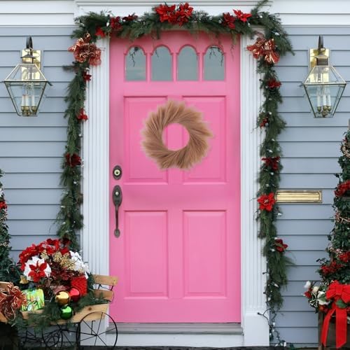 Pampas Grass Wreath 24 Inch Farmhouse Decor Taupe