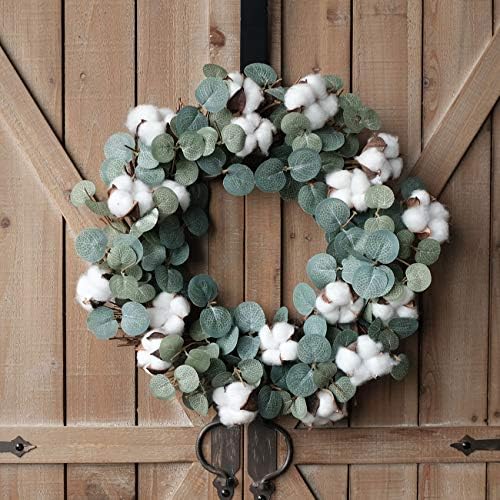 Idyllic Eucalyptus and Cotton Wreath 14 Inches
