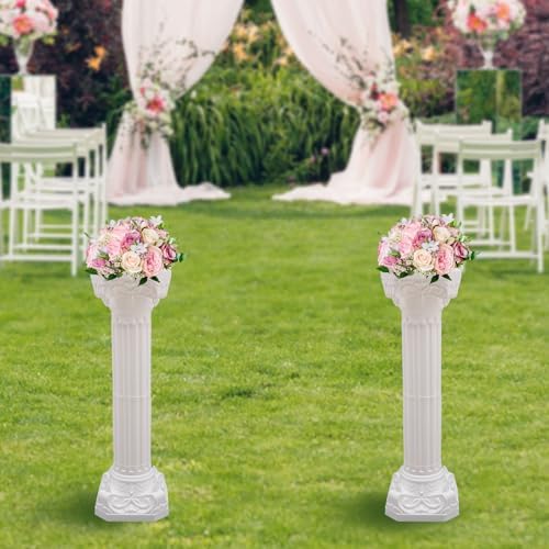 White Roman Column Stand 2Pcs 1063x3465 Inch Wedding Decor