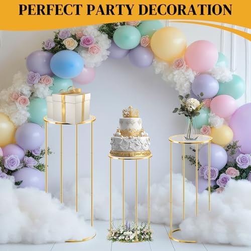 OIHYA 3PCS Gold Cylinder Plant Stand for Parties