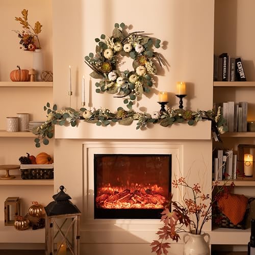 Valery Madelyn Fall Wreath with Light for Front Door