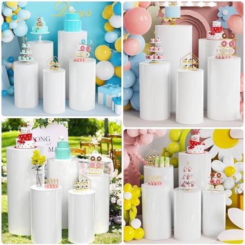 Wokceer 5Pcs Round Cylinder Pedestal Stands for Party Displays