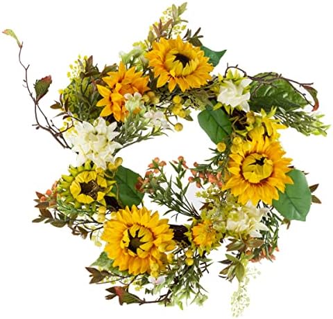 22-Inch Artificial Sunflower Wreath for Home Decor