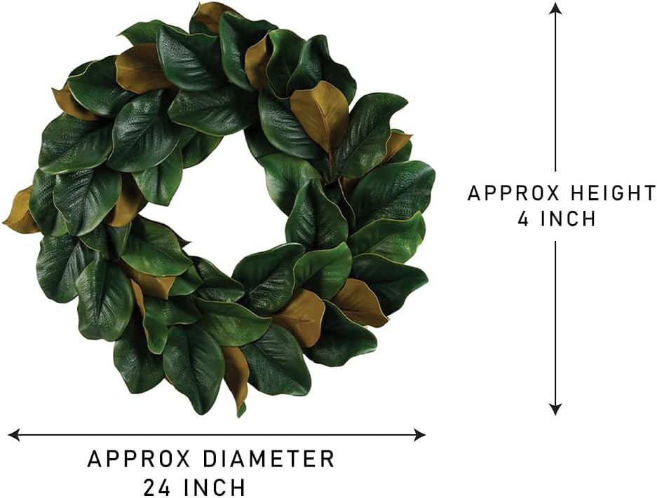 Serene Spaces Living Artificial Green Magnolia Leaf Wreath