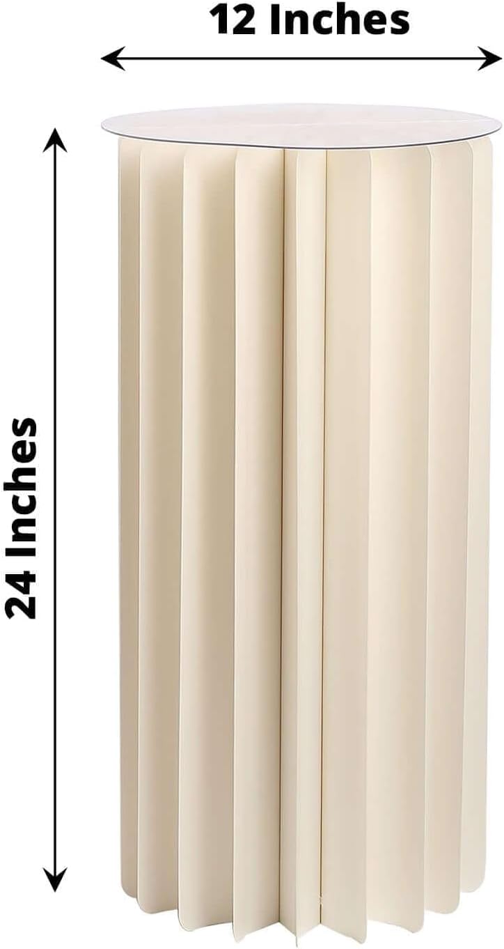 Efavormart 24 Inch Ivory Accordion Folding Pedestal Box