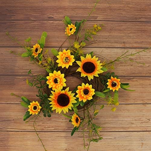 Rustic Country Artificial Sunflower and Twig Wreath 9 Inch